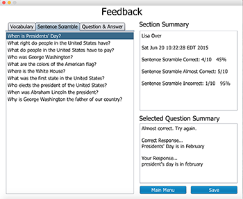 Dictation Tutor Sentence Scramble Feedback