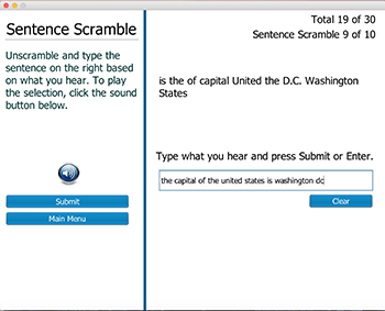 Dictation Tutor Sentence Scramble Test