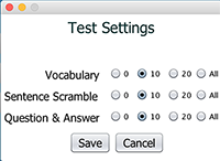 Dictation Tutor Test Settings