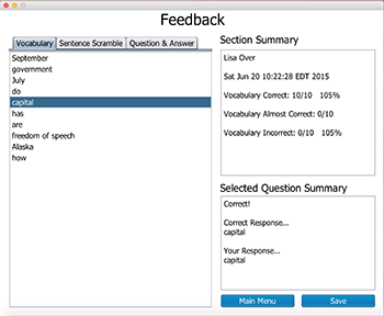 Dictation Tutor Vocabulary Feedback