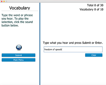 Dictation Tutor Vocabulary Test